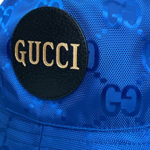 Gucci Econyl Blue Black Nylon Monogram Bucket Hat, S57cm - Picture 11 of 11